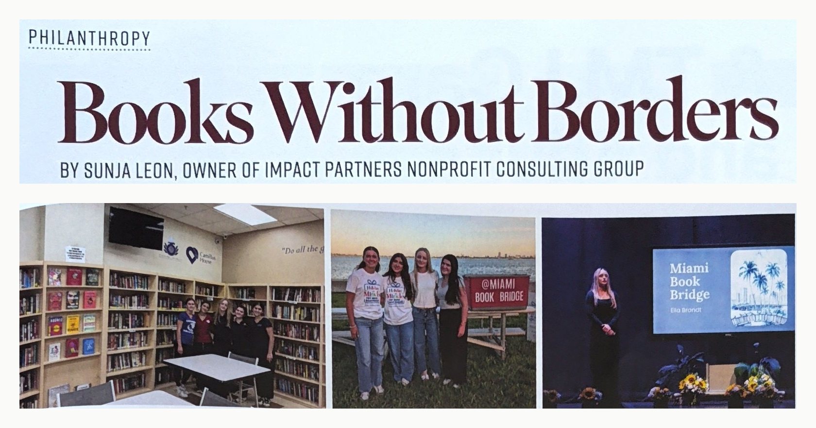 Books Without Borders headline, byline, and article photos, Upper Eastside Living, July 2026, pages 20 to 21